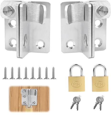 Pestillo para puerta con llave, 2 unidades, pequeño cerrojo de acero inoxidable, 2 en 1, cierre de puerta exterior con candado, agujero de cerradura y tornillo, cerrojo para valla, puerta, ventana