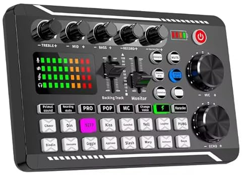 OKLI Live Sound Card Audio Mixer for Streaming, Podcast & Gaming – Bluetooth Voice Changer Sound Board with 16 Sound Effects, USB Audio Interface for PC, iPhone & Android