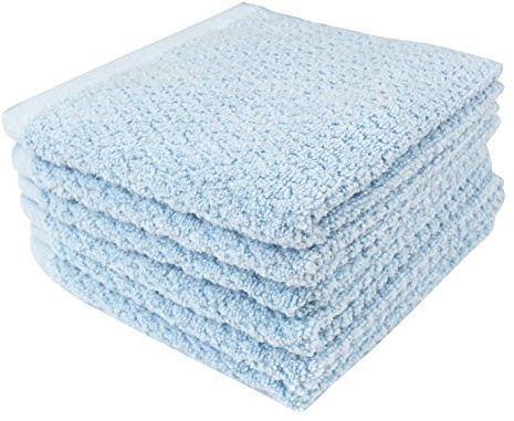Everplush Lot de 6 Gants de Toilette en Jacquard à Losanges - Bleu-Vert