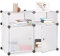 Relaxdays Regalsystem 4 Fächer, Standregal Kunststoff, Steckregal mit Türen, Badregal, HBT: 56 x 75 x 37 cm, transparent