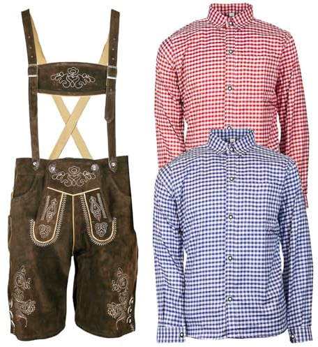 MS-Trachten Trachtenset Leo Kinder Lederhose Trachtenhose mit Hemd