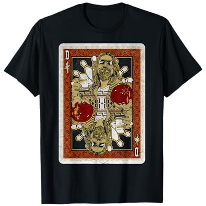 The Big Lebowski The Dude Abides Vintage Playing Card T-Shirt