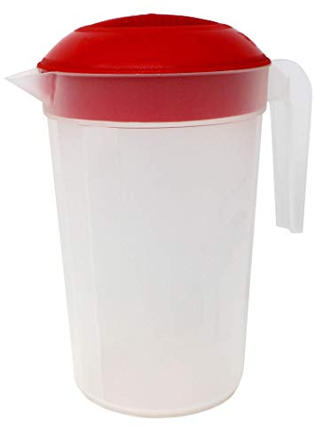 Tribello Großer Wasserkrug aus Kunststoff mit Deckel, spülmaschinenfest, BPA-frei, Farben können variieren