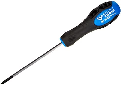 BRILLIANT TOOLS BT034807 Destornillador de estrella con tapa protectora de impactos, PH0 [Powered by KS TOOLS]