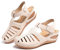 Sandale Femme Compensées Confort Mules Été Et Nu-Pieds Plateforme Plate Chaussures Bout Fermé Sandale Bride Cheville 1 Beige 39 EU