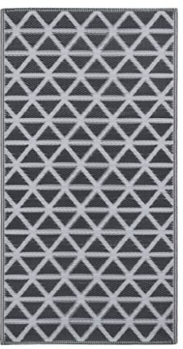 vidaXL Outdoor Teppich Zweischichtiger Jacquard Terrassenteppich Küchenteppich Außenteppich Indoor Balkon Terrasse Flur Küche Bad Schwarz 160x230cm PP