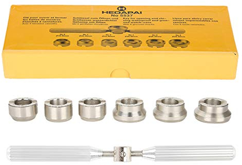 Watch Case Opener Professional Watch Opener Tool Kit Watch Back Case Cover Remover Wrench with Six Grooved Dies Repair Watchmaker Tool Set for for Rolex Oyster