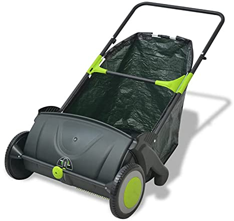 Bulufree Rasenkehrmaschine Kehrmaschine 103 L für den Garten Laub- und Rasensammler