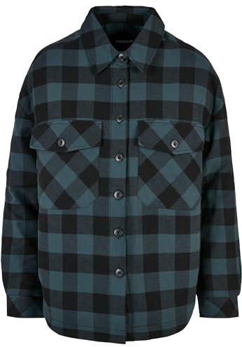 Urban Classics Damen Hemd Ladies Flanell Padded Overshirt Jasper/Black XS