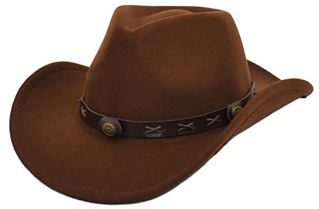 Faringoto Cowboyhut Herren Cowgirlhut Filzhut Fedoras Hüte für Damen, braun, One size