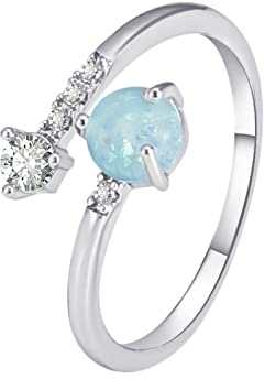 Ringe Teenager Mädchen Tumblr Ring für Frauen und Mädchen Mode einfacher Opalring Temperament Öffnungsring Mode mit Diamantring Geschenken Ringelblumenblüten Getrocknet (Silver-a, One Size)