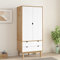 Hommdiy Kleiderschrank Braun Weiß 76.5x53x172 cm Massivholz Kiefer