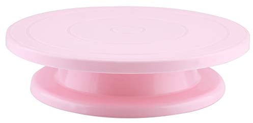 11in Cake Spinner Turntable, Turns Smoothly Revolving Cake Decorating Stand Cake Decorating Kit Display Stand Supplies for Cake Processing (Pink)