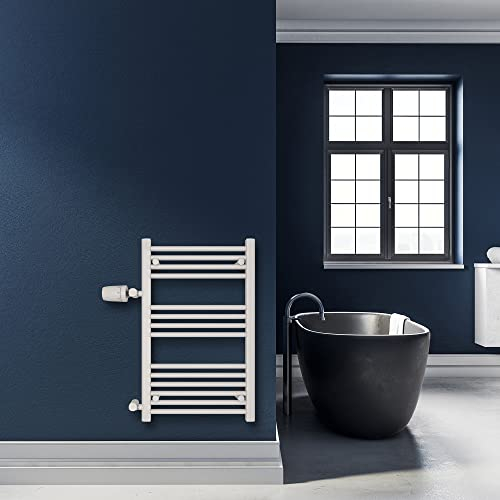 SHV Badheizkörper Andromeda mit Seitenanschluss in Weiß - 500 x 800 mm (Anschluss 500 mm) | Heizkörper für Badezimmer, Handtuchhalter für Wand im Bad, Handtuchheizkörper