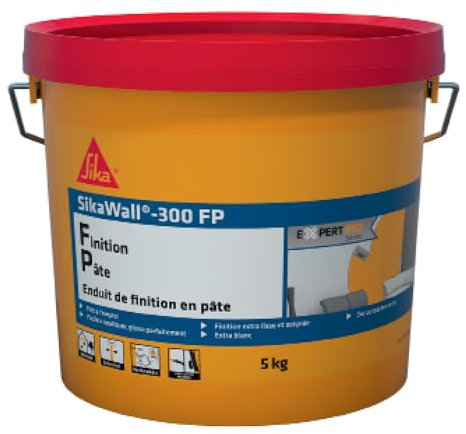 SIKA - Enduit de lissage et de finition en pâte - SikaWall-300 FP blanc - Murs et plafonds intérieurs - Prêt à l’emploi - Finitions lisses - 5 kg