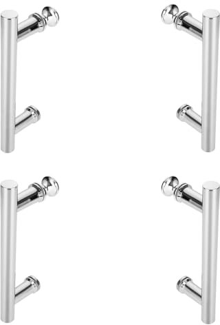 ZOFUN 4 Pcs Shower Door Handles, 145 mm Shower Handle Hole to Hole, Silver Shower Door Handle Knob, Zinc Alloy Parts Replacement Bathroom Door Handles for Bathroom Shower Glass Door