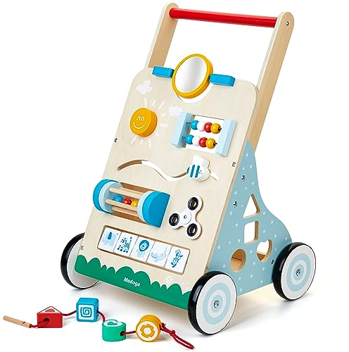 Girello in legno, 10 in 1 Baby Activity Center Push Walker regolabile, giocattolo per bambino, ragazzi (BW001)