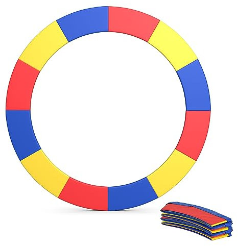 COSTWAY Trampoline Pad, 12ft 14ft Replacement Trampoline Safety Pads, No Holes for Pole, Waterproof Trampoline Spring Cover Padding Surround Pad (12ft, Multicolor)