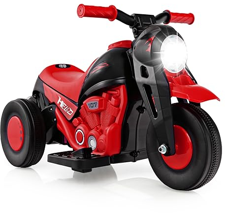 DREAMADE Kinder Elektro Motorrad mit Seifenblasenfunktion, 2,5-3 km/h, Dreirad Kindermotorrad mit Musik & LED-Scheinwerfer, Elektromotorrad für Kinder ab 3 Jahren, bis 30kg belastbar (Rot)