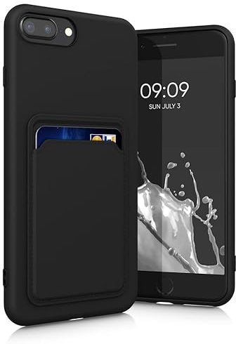 iphone 6 Plus / 6s Plus Case with Card Slot - Shock Absorbing Silicone Protective Cover and Wallet Function for iphone 6 Plus / 6s Plus 5.5 inch (Black)