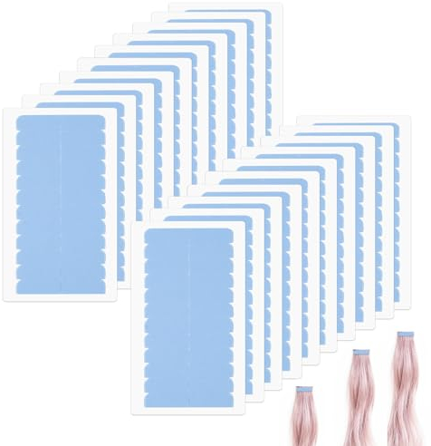 240Pcs Hair Extension Tape Haarverlängerungsband, selbstklebendes Ersatzband für Haarverlängerungen, doppelseitiges Haarband, Echthaarband, Tabs, Tape in Extension, Ersatzband, Perückenband(blau)