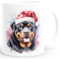 SpecialMe® Tasse Hunde-Motiv Weihnachten Weihnachtsmütze lustig Hunderassen Geschenk Hundebesitzer Aquarell Rottweiler weiß standard