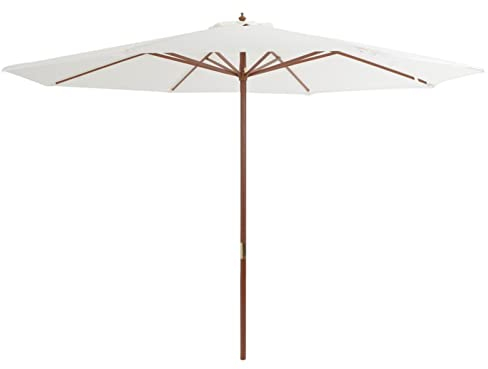 ARKEM Sonnenschirm mit Holzmast 350 cm Sandweiß Sonnenschirm Stabil Windfest Gartenschirm
