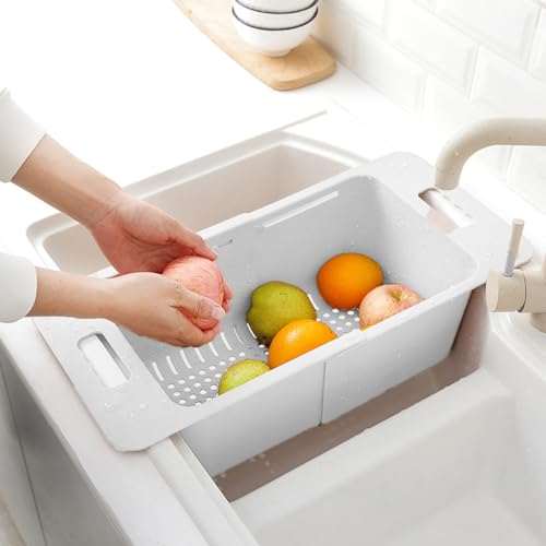 Bacs de Rangement pour Congélateur, Paniers de Rangement pour Congélateur Coffre, Séparateur de Bac de Rangement Réglable en Profondeur Extensible avec Poignée pour la Cuisine,