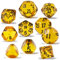 Polyedrisches Würfel-Set D3-D25, ungerade Zahlenwürfel D3, D5, D7, D9, D11, D13, D15, D17, D19, D25 für Rollenspiele, Tischspiele, Bernstein-Set, 10 Stück