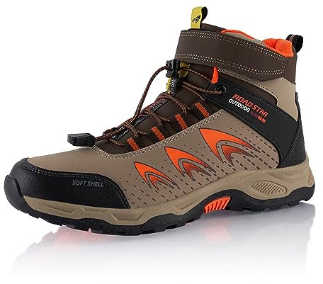 Fusskleidung® Damen Herren Wanderschuhe Softshell Trail Running Trekkingschuhe Wanderstiefel Beige Schwarz EU 42