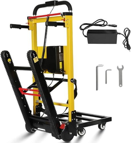 Carrello Saliscale Elettrico, portata massima 441 lbs, scaletta elettrica per scale su e giù con catene in gomma per spostare facilmente mobili pesanti, pieghevole