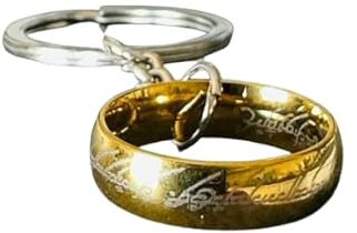 Schlüsselanhänger kompatibel mit einem einzigartigen Elfen Power Ring Inspiriert Saga Herr der Ringe Gadget Zubehör Hobbit Farbe Gold Geschenkidee Magie Fantasy Cosplay, gold, One size