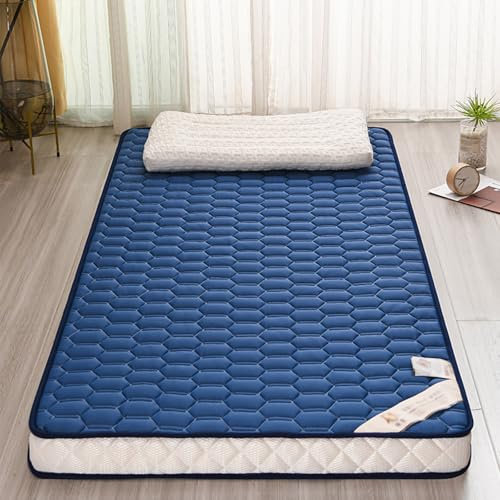 Verdickte Schlafmatratze Faltbare Rollbare Futon Bodenmatratze Rutschfeste Tatami mattee Futon matratze Bodenmatratze Latex-Schaum-Matratze Einzelmatratze Schlafunterlagen für Boden.(Blue,135x200CM/53