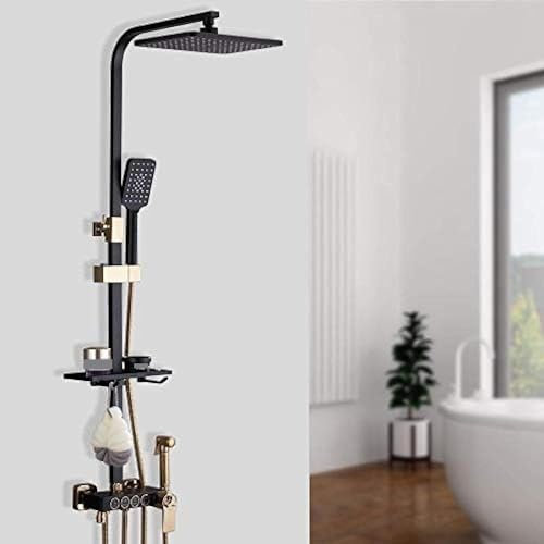 Kits de ducha, grifos de ducha de 4 funciones, juego de grifos para baño, juego de ducha de latón con acabado negro, grifo mezclador de ducha de lluvia de 8 pulgadas, boquilla compatible con bañera