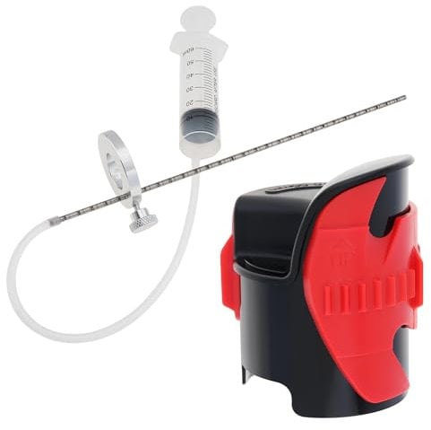 Windance Motorcycle Front Fork Maintenance Tool Kit,Fork Seal Saver Cleaner 45mm-55mm Shock Repairing Tool + Fork Suspension Oil Level Measurement Gauge Oil Syringe Tool (Red)