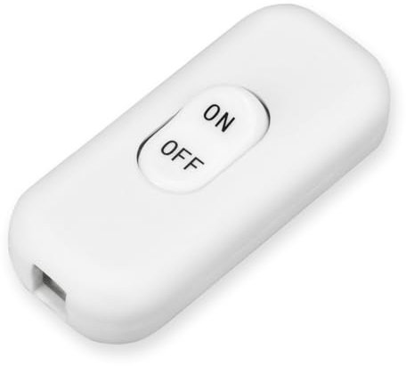 Schnurschalter, Wippschalter Inline Schalter Zwischenschalter Kabelschalter 6A 250V für 2-adrige und 3-adrige Zuleitungen Kompatibel mit alle Arten von Elektrischen Lampen Tischlampen (weiß, 1)