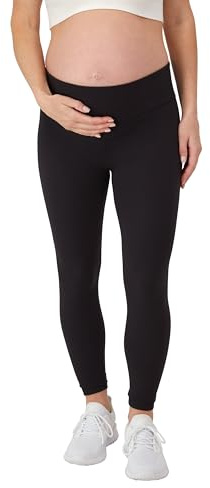 Hanes Women's Maternity Leak Protection 7/8, Pregnancy Leggings with Built-in Underwear, 25” Inseam, Black, Large