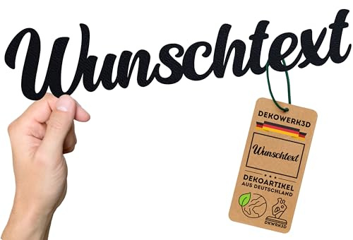 DKWRK3D Wunschtext Schild Personalisierbar Klebend 32 cm lang Kunststoff | Klebend, Personalisierbar, Zum Aufhängen, 3D Schrift, Robuster Kunststoff