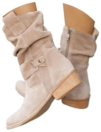Stivaletti estivi da donna, beige, stivaletti estivi da donna: stivaletti estivi da cowboy, stivali estivi con cerniera, stivaletti estivi con tacco, stivaletti leggeri H beige, 35