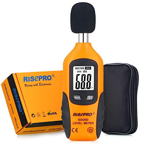 Dezibel Meter, RISEPRO ® Digitale Schallpegelmesser Audio Geräuschmessgerät Dual Ranges HT-80A