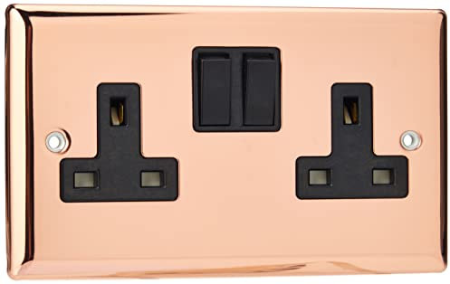 Varilight 2-Gang 13A Double Pole Switched Socket Polished Copper