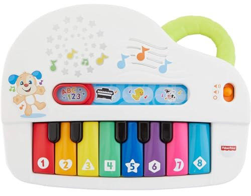 Fisher-Price Mon Piano Rigolo, jouet interactif musical et lumineux avec modes de jeu apprentissage et musique, pour bébé dès 6 mois, version Française, GFK11