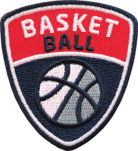 2 x Basketball Patch 55 x 60 mm gestickt/Aufnäher Patches Bügelflicken Aufbügler aufbügeln aufnähen auf Kleidung Trikot Cap/Sport Basket Ball Ballsport NSA Turnier Team