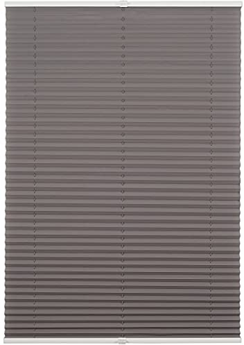 ondeco Plissee ohne Bohren mit Klemmträger viele Farben, Sonnenschutz für Fenster innen, Lichtschutz und Blickdicht, Plissee klemmfix Faltrollo Sichtschutz für Tür Hellgrau 50x130 cm
