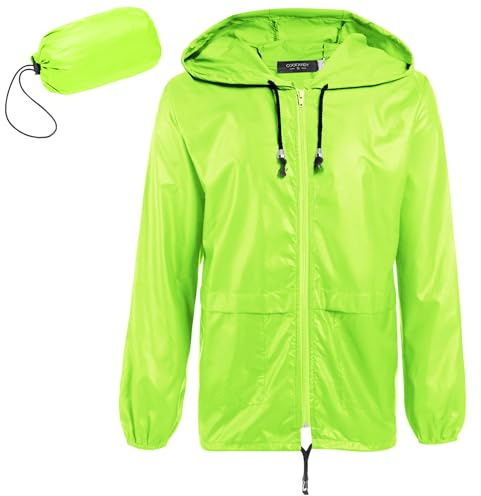 COOFANDY Men's Lightweight Cycling Rain Jacket with Hood Waterproof Foldable Pouch