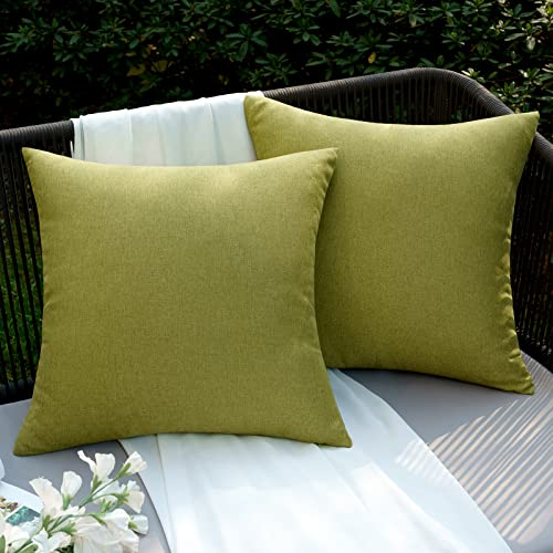 EMEMA Kissenbezug Outdoor Wasserdicht Sofakissen Wasserfest Dekokissen Kissenbezüge Dekorativ Kissen Kissenhülle aus Polyster für Garten Sofa Wohnzimmer Bett 2er Set 40x40 cm Gras-Grün