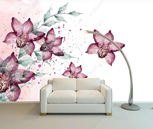 Papier Peint 3D Intissé Fleurs Rouge Foncé Papier Peint Panoramique 3D Moderne Décoration Murale