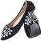 MACHSWON Womens Ballet Flat Black Pumps Ladies Bride Dolly Ballerina with Sparkly Rhinestone Work Office Formal Comfort Pointed Toe Slip On Wedding Flats Shoes(Black, Size 8)
