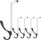 SKOLOO Lot de 5 crochets de porte en métal sans perçage pour porte-serviettes, manteaux, noir sur blanc