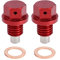 A ABSOPRO Tappo Coppa Olio Motore 2 Set Olio Scarico Tappo Alluminio Lega con 2 Rondella Rosso M12x1.75